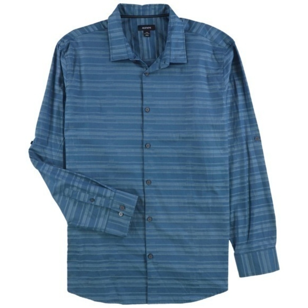 Alfani Men's Button Down Dress Shirt Medium Blue Button Up Sleeves